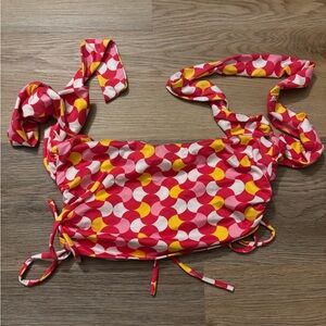 Gaze Pink and Yellow Patterned Crop Top